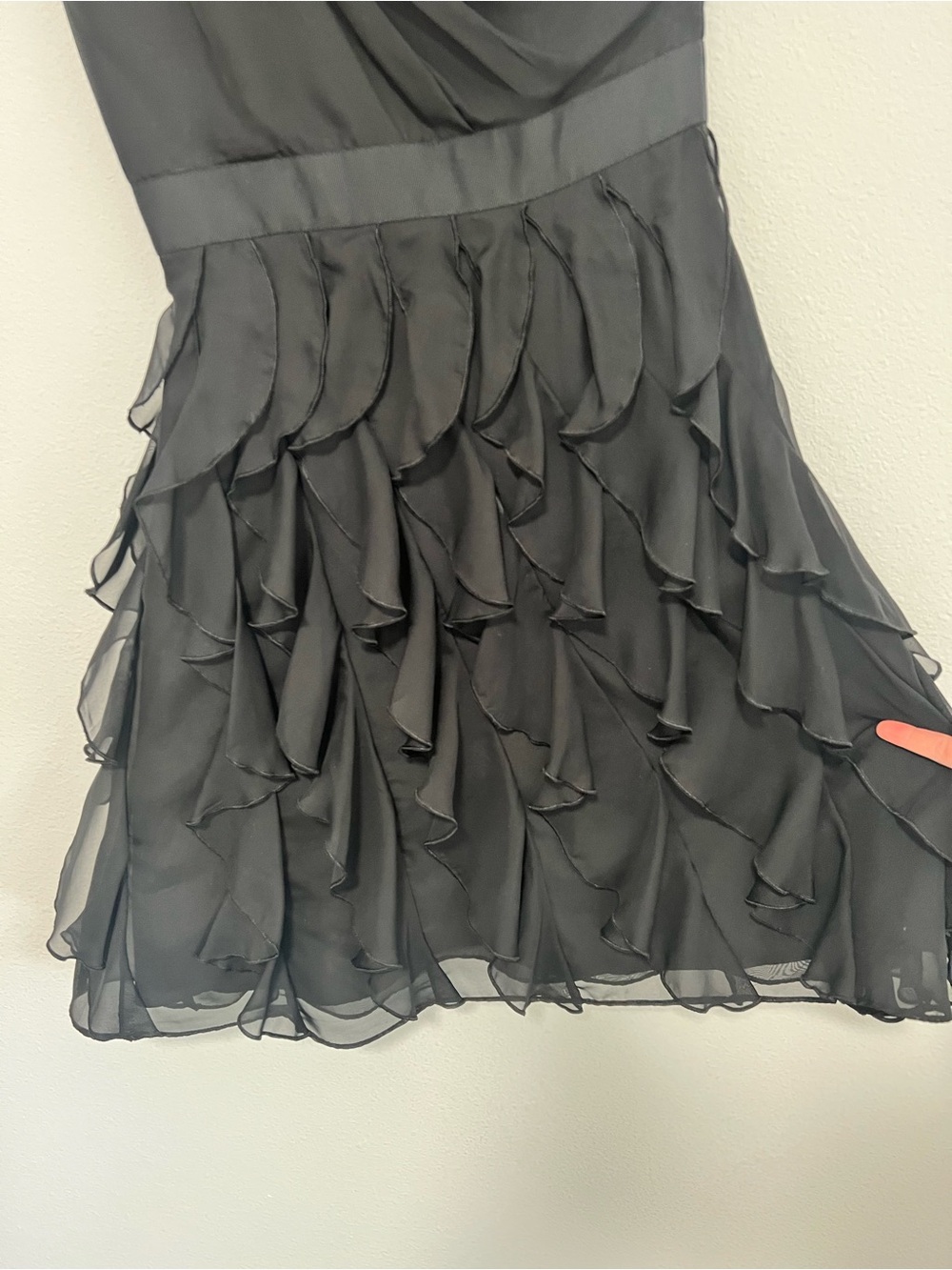 White House Black Market Black One-Shoulder Ruffle Cocktail Dress - Picture 5 of 14